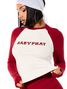 Áo thun nữ tay dài raglan in logo, chất liệu cotton pha, cổ tròn, kiểu dáng thường ngày. - Nhiều màu - Xem 6