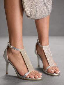 CUCCOO SZL Women's Rhinestone Buckle Design Fashion High Heel Sandals For Party Occasions - Silver - View 6