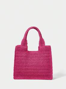 SHECARRY Women's Casual Straw Tote Bag, Suitable For Vacation - Multicolor - View 4