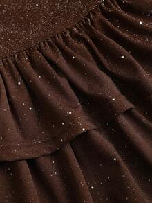 Sweetra Đầm ngắn trễ vai thắt nơ thanh lịch dành cho nữ, chất liệu bóng, thích hợp cho tiệc tùng, sự kiện trang trọng, đi làm hoặc mặc hàng ngày. - màu nâu - Xem 4