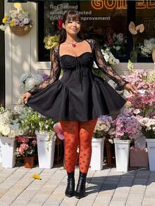 GalTyme 大码女式红色性感爱心网纱打底裤情人节 - 紅色 - 查看 4