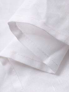 DAZY 男士休闲日常工作纯色立领长袖白衬衫，春秋季 - 白色 - 查看 7