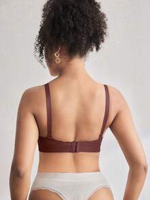 Moonlight&Mama 1pc Women's Seamless Minimalist Solid Color Fashionable Comfortable High Cost-Effective High Quality Maternity Portable Bra - Burgundy - View 2