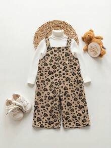 SHEIN 女婴可爱豹纹连体裤，适合秋冬街头风格 - 黃色 - 查看 6