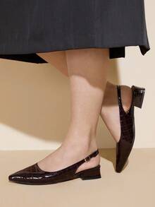 CUCCOO CURVES Giày cao gót mũi nhọn dáng rộng thanh lịch, thời trang dành cho nữ, thích hợp đi làm. - Cà phê nâu - Xem 5