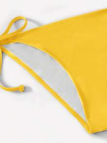 SHEIN Swim 2025 Solid Color Bikini Swimsuit - Light Yellow - View 5
