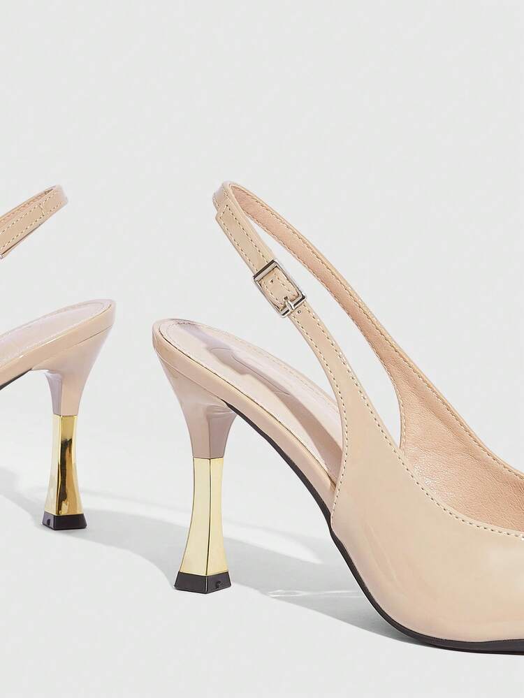 CUCCOO SZL Women's Pointed Toe Color Block Stiletto Heel Slip-On Pumps, Versatile For Commute, Party, Work, Fashionable & Sexy, Leather