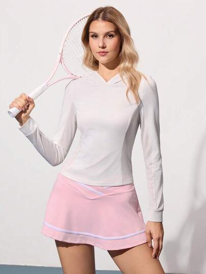 CourtClass Sudadera con capucha de manga larga ajustada con bloques de color