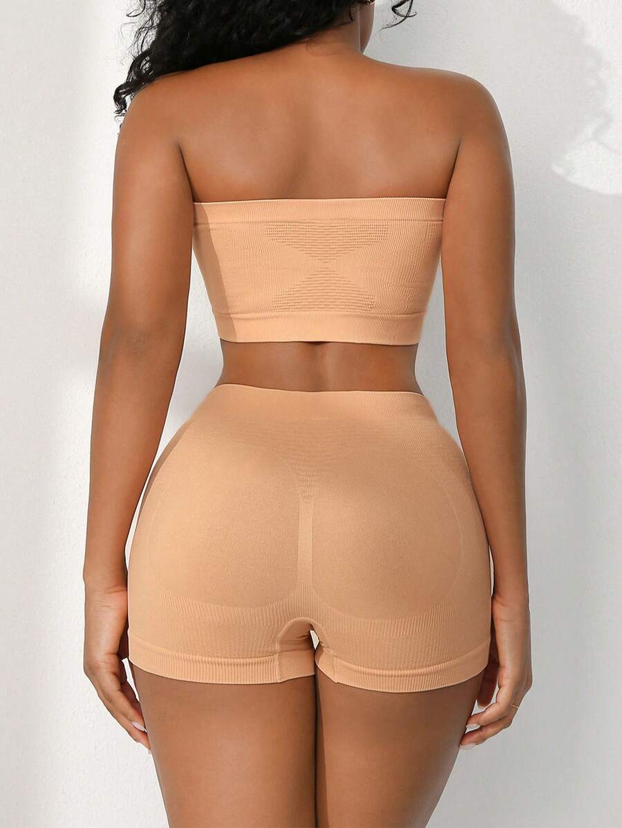 NudeFit Conjunto de ropa interior para mujer cómoda y amigable con la piel sin costuras - Albaricoque - Ver 1