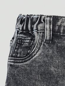 2件套女童休闲牛仔裤，宽松阔腿，舒适棉质，适合春夏日常穿着和上学，2件套 - 彩色 - 查看 3
