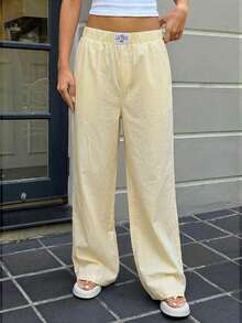 CovetEZ Pale Yellow Striped Woven Women's Pants, Spring/Summer Womens Summer Pants Striped Pants Linen Pants Summer Lounge