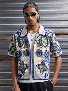 AXEPEAK 男士夏季休闲撞色滚边镂空针织毛衣 - 彩色 - 查看 3