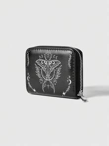 ROMWE Goth 1 Piece, Moth Plant Star And Moon Short Minimalist Style Zipper Coin Wallet, Suitable For Women - Multicolor 3 - View 2
