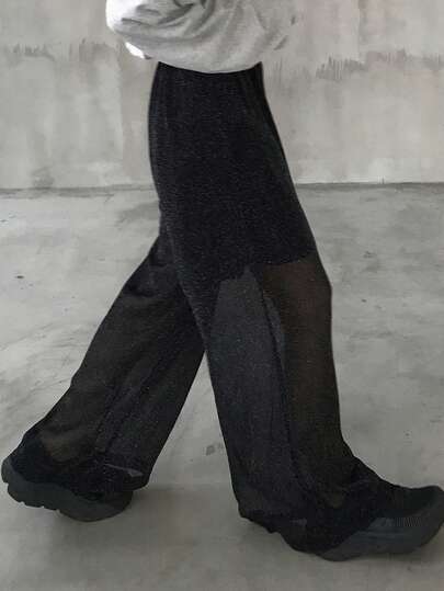 FRIFUL Women's Fashionable Commuter Loose Fit Shiny Pants