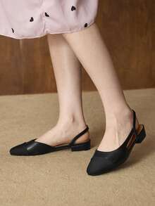 MOTF 女士拼接露跟平底鞋 - 黑色 - 查看 7