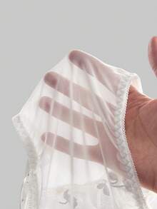 ROMWE Goth Lace Up Floral Embroidery Crop Cami - White - View 5