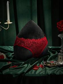 SpicyHot 1pc Women's Sexy Black Lace Panty - Burgundy - View 5