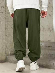 Manfinity Homme Plus Size Men's Solid Color Drawstring Waist Casual Jogger Pants Men Oversized Pants Men's Baggy Sweatpants - Army Green - View 2