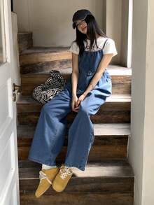 DAZY Women's Casual Denim Jumpsuit With Adjustable Straps