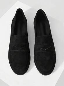 MOTF WOMEN'S LOAFERS, RETRO BRITISH STYLE FLAT SHOES VALENTINE'S DAY - static black - View 4