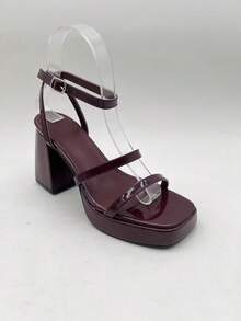 CUCCOO SZL 女士时尚绑带高跟凉鞋，毕业舞会高跟鞋，夏季度假鞋，优雅百搭的商务休闲鞋，春季鞋款，春假复活节圣诞节鞋款 - 酒紅色 - 查看 6