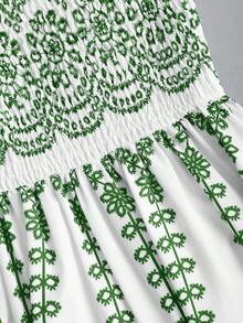Sweetra Đầm vintage hoa nhí thắt eo dành cho nữ, chất liệu nhẹ sang trọng, không tay, màu đỏ, dáng ôm, gợi cảm, thích hợp cho kỳ nghỉ hè và tiệc tùng. - màu xanh lá - Xem 5