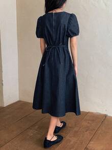 DAZY Tween Girls Denim Short Sleeve Dress - Blue - View 6