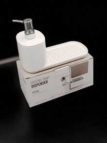 1 Piece Kitchen Multi-Function Soap Dispenser Set With Tray And Sponge Holder, Dish And Hand Soap Dispenser With Stainless Steel Dish Cloth Holder, 4 In 1 Kitchen Sink Countertop Storage Organizer, Useful Kitchen Bathroom Gadgets