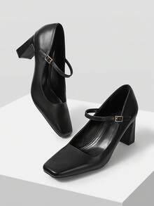 MOTF PREMIUM 女士方头粗跟高跟鞋 - 黑色 - 查看 10
