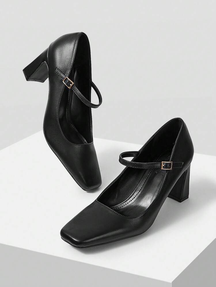 WOMEN SQUARE TOE CHUNKY HEEL PUMPS VALENTINE'S DAY SPRING SHOES