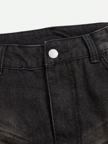 Y2Kool Casual Sexy Urban Icon Chic Y2K Modern Minimalist Fashion Women Rhinestone Embellished , Suitable For Outings, Travel, Daily, Vacation, Party, Spring/Summer Cotton Denim Jeans Wide Leg Rhinestone Jeans Bling Jeans Glitter Jeans Wide Leg Jeans Baggy Jeans Y2k - Multicolor - View 6