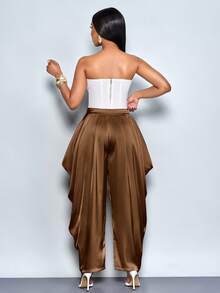 SOLERSUN 女士优雅时尚宽松褶裥口袋缎面长裤，适合下午茶、聚会、时尚外出、约会、甜蜜约会、夜生活、圣诞派对、新年夜、假日、性感女士、俱乐部等场合，也适合圣诞派对、度假和情人节约会。 - 咖啡棕 - 查看 2