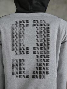 NEON BLANC 男士字母印花撞色连帽卫衣 - 灰色 - 查看 7