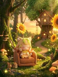 POKOJA LAND Hộp bí ẩn (không nhồi bông) CATMNI Tiệc trà rừng thần tiên (8 mô hình thường + 1 mô hình ẩn) - Mô hình nhân vật cổ tích bằng nhựa ABS (cao 10cm/3.9inch) với chủ đề rừng và trà kỳ ảo, món quà ý nghĩa dành cho bạn bè và gia đình, lý tưởng để trang trí bàn làm việc/trưng bày và dành cho những người đam mê mô hình, món quà mô hình dễ thương, đồ trang trí. - thủy triều chơi hộp mù - Xem 9