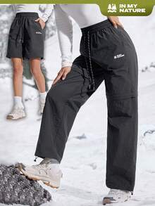 In My Nature 女式休闲字母印花抽绳徒步裤，秋冬