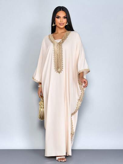 SOLERSUN Women's Dresses, Sexy And Elegant, Suitable For Commuting, Vacations, Beach Parties, Valentine's Day, Spring/Summer, Retro Chic, Minimalism, AU Girly Au Beachweekend Artistic Gold Lace Long Robe Dress