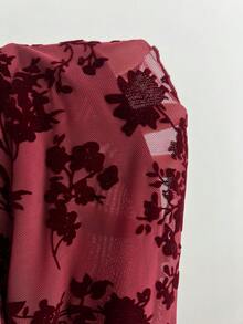 Elamini Đầm ngắn hở lưng gợi cảm họa tiết hoa cổ điển dành cho nữ - Màu Đỏ Sâu - Xem 7