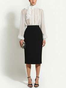 Briarwyn Áo kiểu nữ thời trang, gợi cảm, xuyên thấu, cổ buộc dây bằng vải lưới. - trắng - Xem 4