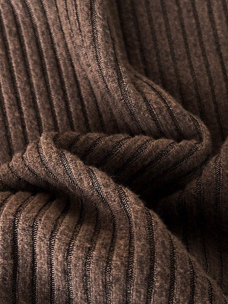 2枚セット プラスサイズ レディース カジュアル 無地 ラウンドネック 長袖 トップス&パンツセット、初春、春休み、バケーション、ホリデー、春服、お出かけ、2026年新作、シンプルでファッショナブル、毎日着用可能、ブラウン 2ピースセット、快適なルームウェアセット、レディース 2ピースセット、長袖パンツセット、リブ編み 2ピースセット