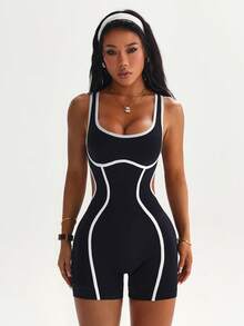 Dewbera Women's Backless Romper For Daily Fitness & Sports - Black - View 5