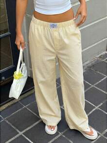 CovetEZ Pale Yellow Striped Woven Women's Pants, Spring/Summer Womens Summer Pants Striped Pants Linen Pants Summer Lounge