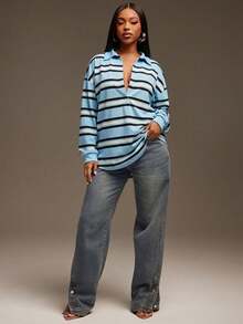 Denimoi 超大款深V领长袖翻领Polo衫，秋冬街头风。 - 彩色 - 查看 3