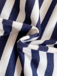 PrepCrw Young Boys' Collegiate Style Bear Graphic Striped Short Sleeve T-Shirt - Blue and White - View 8