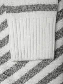 Sunspun Autumn/Winter Fashion Minimalist Striped Off-Shoulder Long Sleeve Loose Pullover Knit Top & Fitted Shorts Casual Matching Sweater Set - Multicolor - View 3