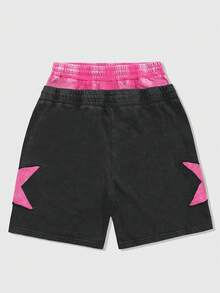 ROMWE MEN Street Life Quần short nam hai lớp có dây rút ở eo, họa tiết ngôi sao năm cánh, có túi. - Nhiều màu - Xem 2