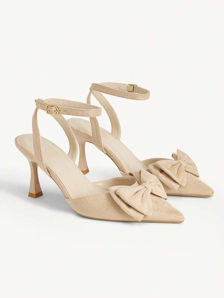 CUCCOO CHICEST Women's Black Bow Pointed Toe Buckle Strap Stilettos High Heel Sandals Spring Shoes Spring Break Easter Prom Heels For Christmas Valentine's Day Elegant Shoes Wedding Shoes