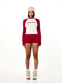 Áo thun nữ tay dài raglan in logo, chất liệu cotton pha, cổ tròn, kiểu dáng thường ngày. - Nhiều màu - Xem 3