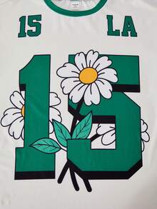 SHEIN ChillGRL Bộ 2 món dành cho nữ tuổi teen, gồm áo thun ngắn tay in họa tiết và quần short ôm sát in họa tiết, phong cách thường ngày đường phố. - xanh quân đội - Xem 6