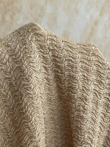 Soleia 女士度假白色针织纹理波浪图案深V领露背性感连体衣，时尚修身，适合派对、约会、下午茶、波西米亚风度假、海滩、夏季穿着 - 卡其色 - 查看 9