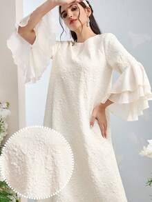 Al Najma Women's Turkish Maxi Dress & Arabic Traditional Abaya Kaftan Jalabiya Dress - Apricot - View 1